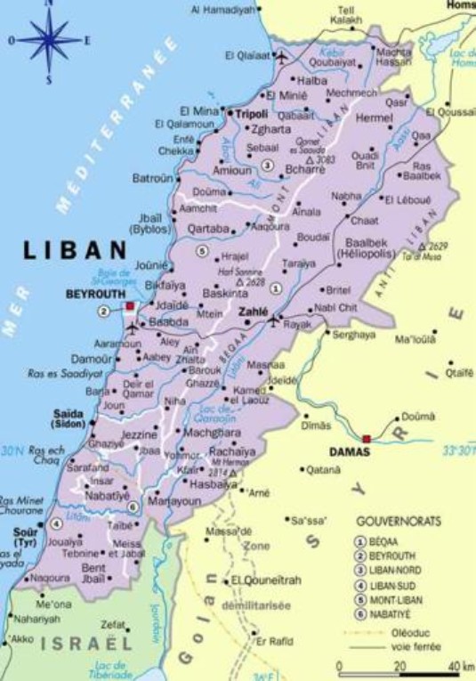 Carte du Liban